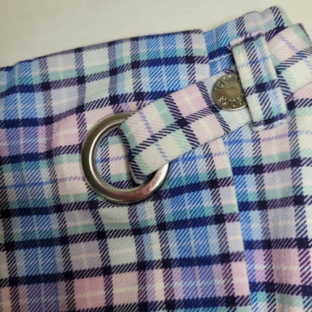 COPY - Justice Blue & Pink Plaid Pull On Mock Wrap Skort Girls Size 10 - Picture 5 of 13